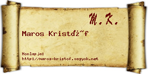 Maros Kristóf névjegykártya