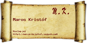 Maros Kristóf névjegykártya